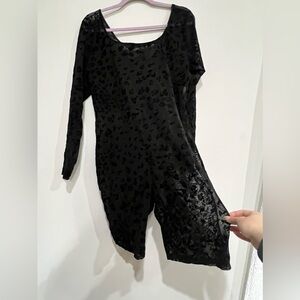 Fashion Nova Leopard Print Black Mesh Romper